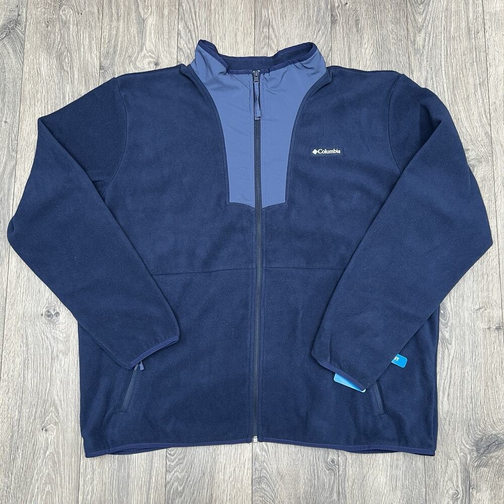 Columbia Full Zip Fleece Jacket Size 2XL Mens Navy Blue Sequoia Grove $65